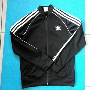 Black and white ADIDAS jumpsuit jacket.